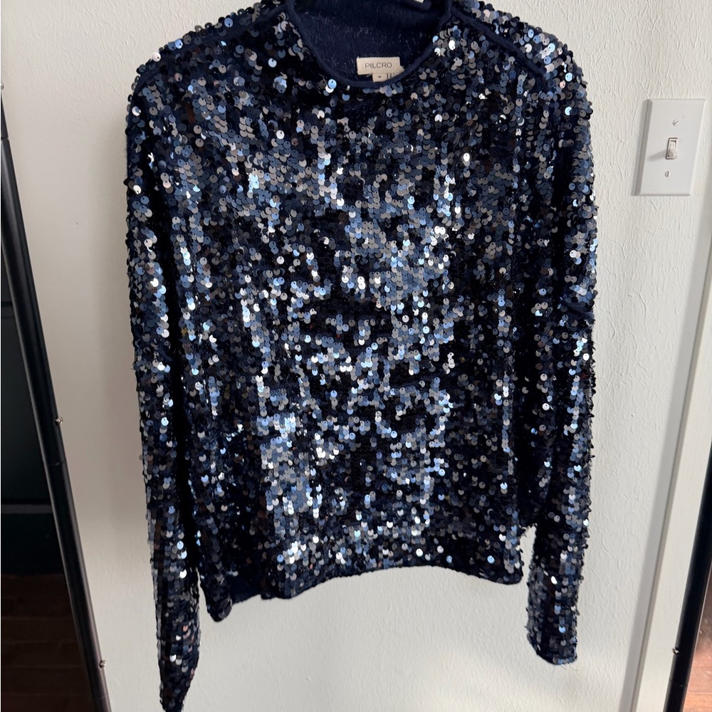 Pilcro from Anthropology Sequin Long Sleeve Cashmere Sweater